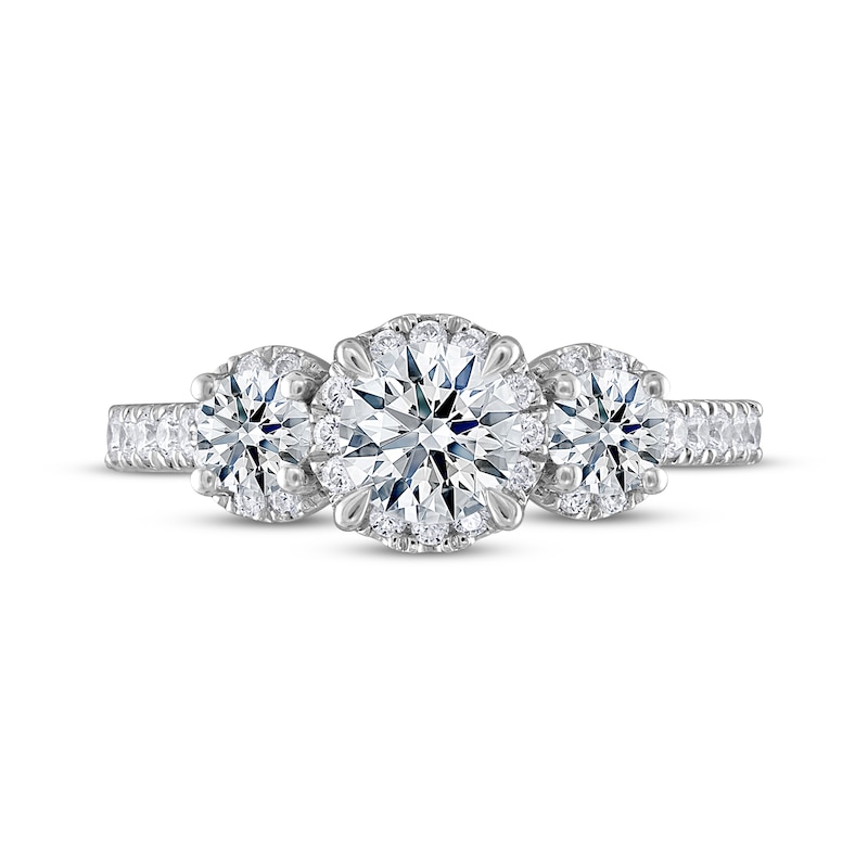 Main Image 3 of THE LEO Ideal Cut Diamond Three-Stone Engagement Ring 1-1/2 ct tw 14K White Gold