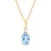 Thumbnail Image 1 of Oval-Cut Swiss Blue Topaz & Diamond Necklace 1/20 ct tw 10K Yellow Gold