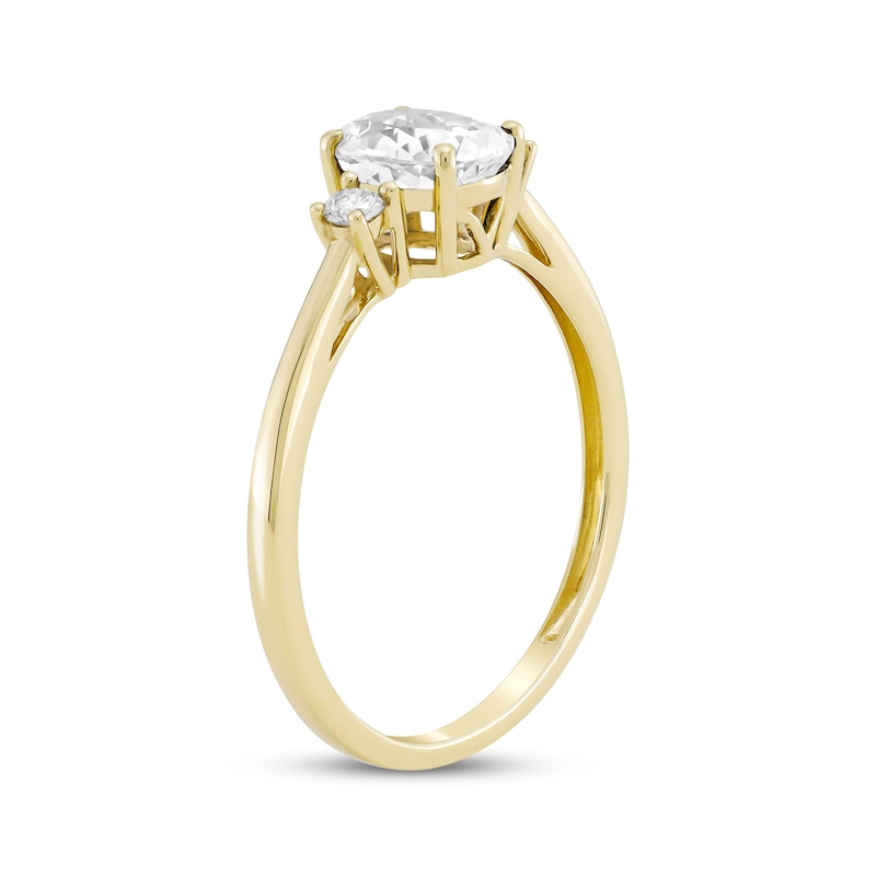 Oval-Cut White Lab-Created Sapphire Ring 10K Yellow Gold
