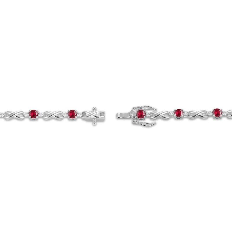 Main Image 3 of Lab-Created Ruby & White Lab-Created Sapphire Infinity Bracelet Sterling Silver 7.25"
