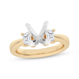 Now + Forever Lab-Grown Diamonds Trapezoid-Cut Engagement Ring Setting 5/8 ct tw 14K Two-Tone Gold