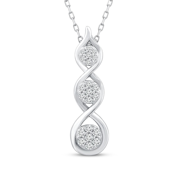 Memories Moments Magic Multi-Diamond Graduated Vertical Necklace 1/5 ct tw Sterling Silver 18"