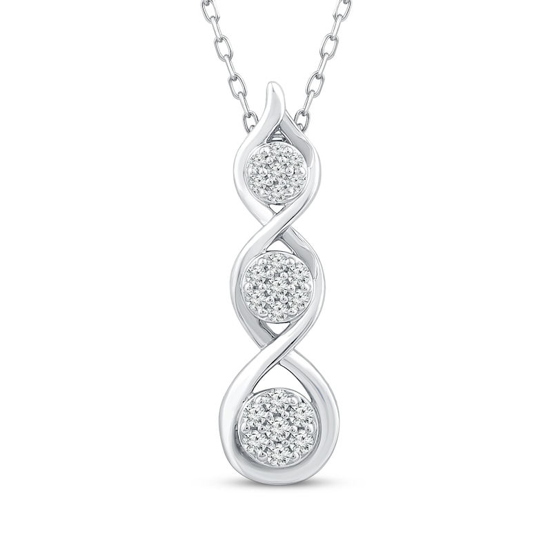 Main Image 1 of Memories Moments Magic Multi-Diamond Graduated Vertical Necklace 1/5 ct tw Sterling Silver 18&quot;