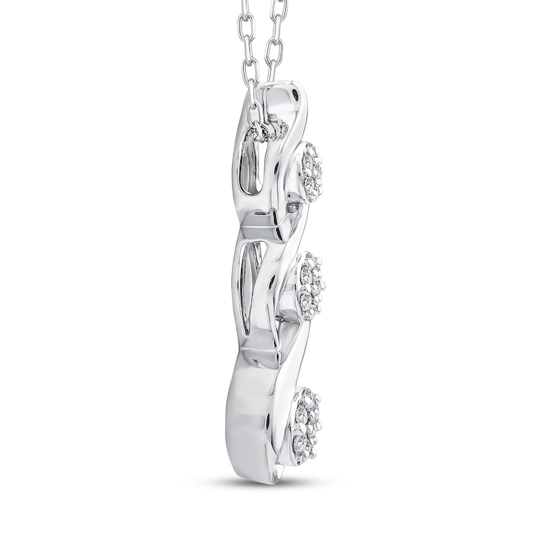 Main Image 2 of Memories Moments Magic Multi-Diamond Graduated Vertical Necklace 1/5 ct tw Sterling Silver 18&quot;