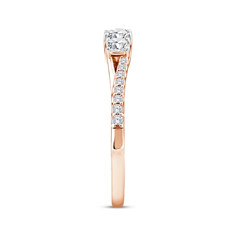 Main Image 2 of Memories Moments Magic Princess-Cut Diamond Three-Stone Engagement Ring 1/2 ct tw 14K Rose Gold