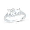 Thumbnail Image 0 of Toi et Moi Emerald & Princess-Cut Lab-Created Diamond Engagement Ring 2-1/6 ct tw 14K White Gold