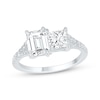 Thumbnail Image 1 of Toi et Moi Emerald & Princess-Cut Lab-Grown diamond Engagement Ring 2-1/6 ct tw 14K White Gold
