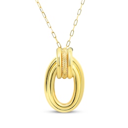 Reaura Twist Mesh Oval Doorknocker Necklace Repurposed 14K Yellow Gold 18"