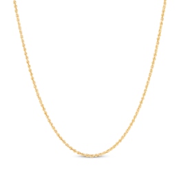 1.8mm Rope Chain Necklace Semi-Solid 14K Yellow Gold 16"