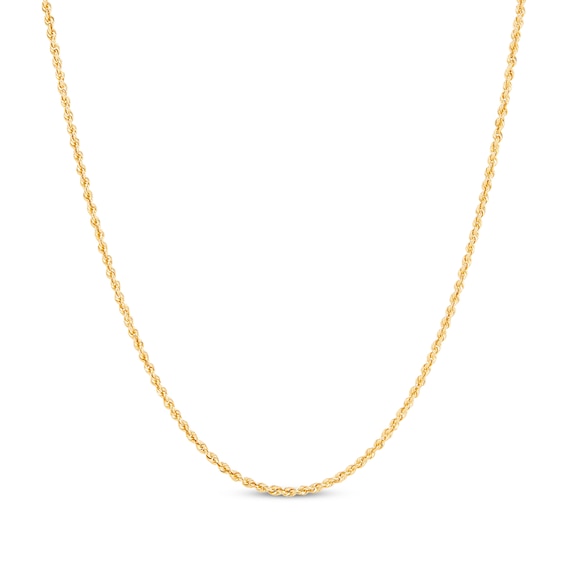 1.8mm Rope Chain Necklace Semi-Solid 14K Yellow Gold 16"