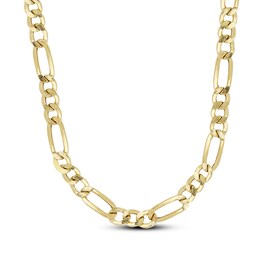 Figaro Chain Necklace 8.6mm Hollow 14K Yellow Gold 24&quot;