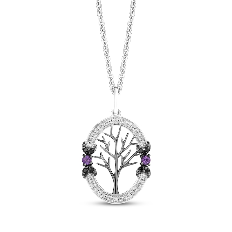 Main Image 1 of Disney Treasures Hocus Pocus Amethyst & Diamond Tree Necklace 1/6 ct tw Sterling Silver 19&quot;