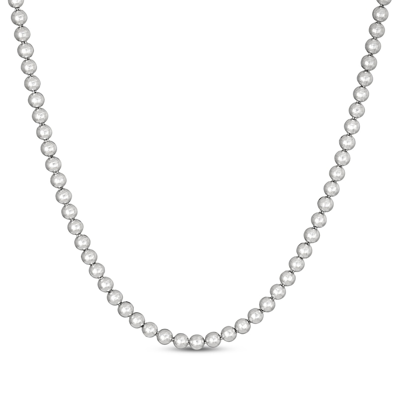Main Image 1 of Bead Chain Necklace 5mm Solid Sterling Silver 18&quot;
