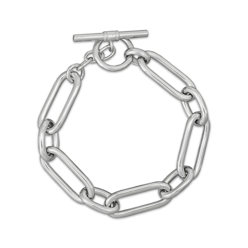 Main Image 1 of Paperclip Chain Toggle Bracelet Semi-Solid Sterling Silver 8&quot;