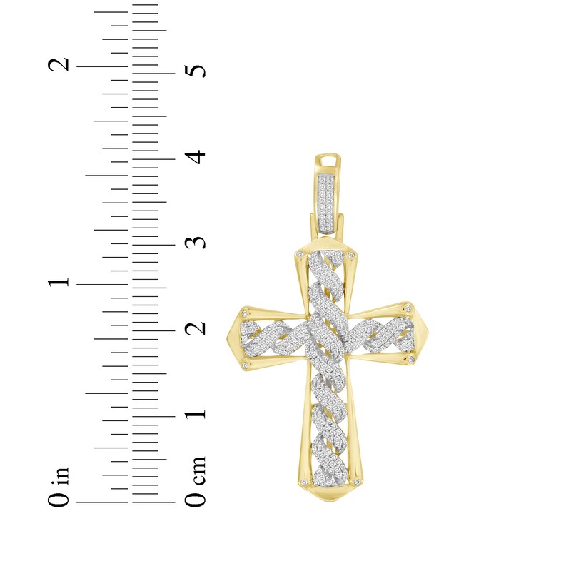 Main Image 3 of Diamond Twist Cross Charm 1/2 ct tw 10K Yellow Gold