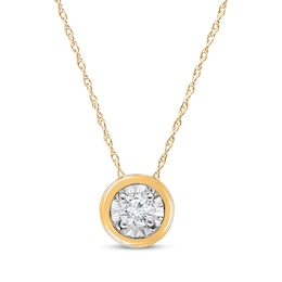 Radiant Reflections Diamond Solitaire Necklace 1/10 ct tw 10K Yellow Gold 18" (J/I3)