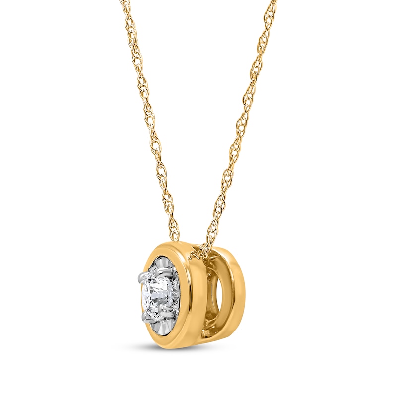 Main Image 2 of Radiant Reflections Diamond Solitaire Necklace 1/10 ct tw 10K Yellow Gold 18&quot; (J/I3)