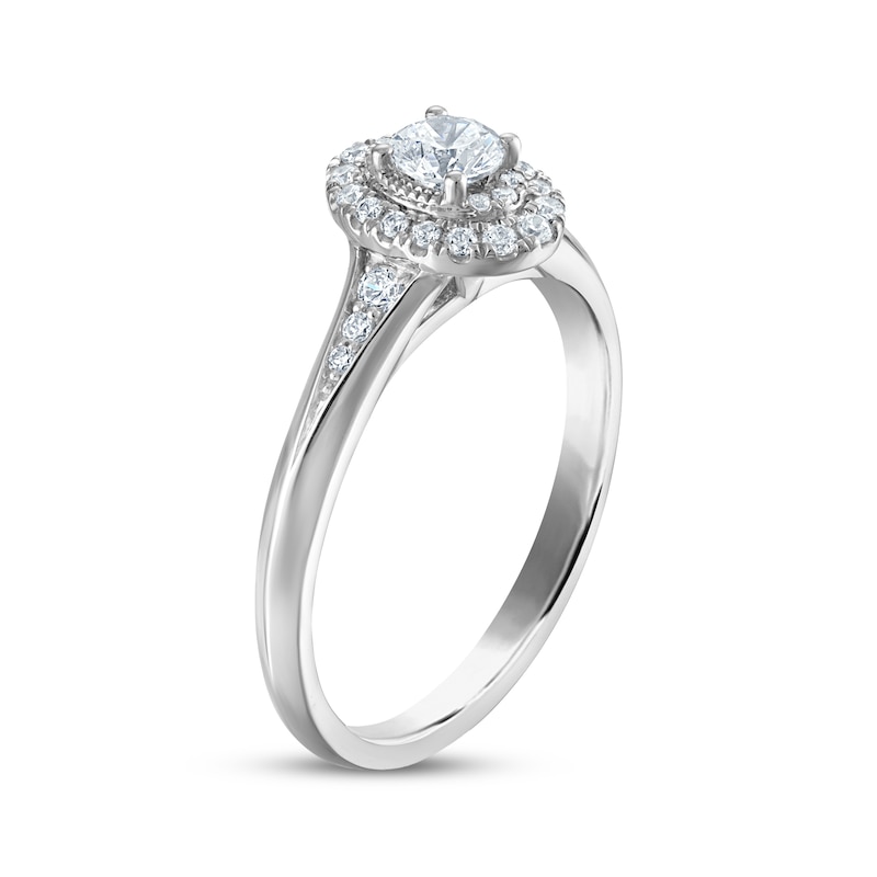 Main Image 2 of Now + Forever Round-Cut Diamond Oval Halo Engagement Ring 1/2 ct tw 14K White Gold