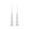 Thumbnail Image 2 of Oval-Cut Lab-Created Opal & White Lab-Created Sapphire Three-Stone Drop Earrings Sterling Silver