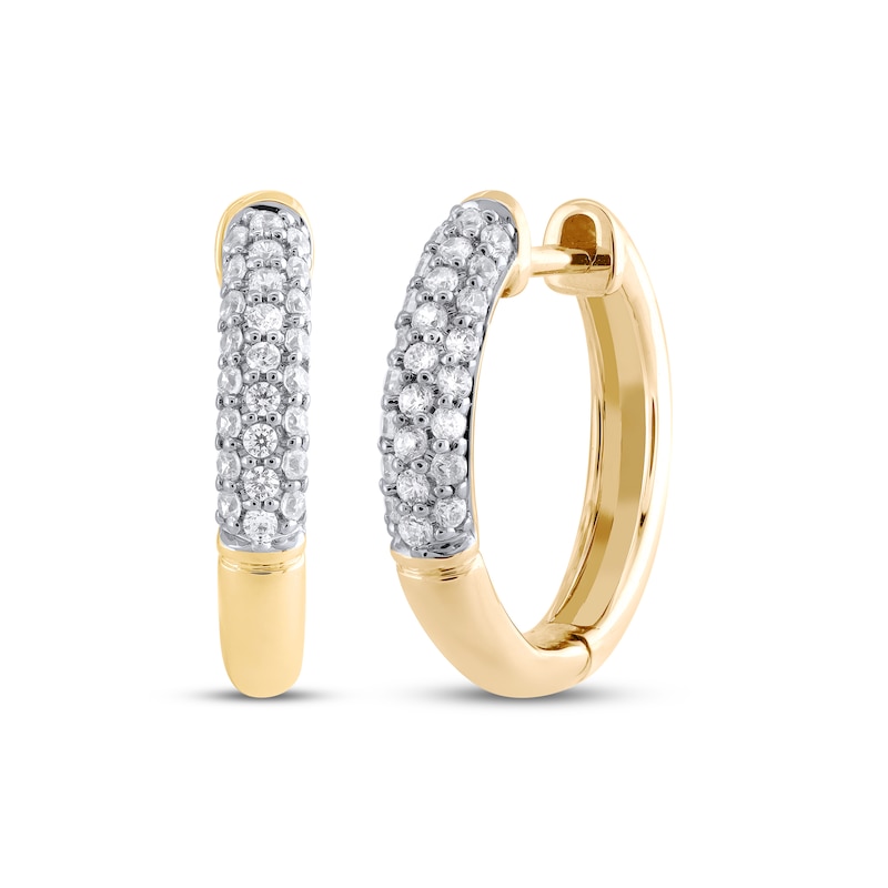 Main Image 1 of STUDIO BY KAY Multi-Diamond Hoop Earrings 1/4 ct tw 10K Yellow Gold