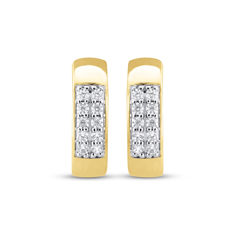 Main Image 2 of STUDIO BY KAY Multi-Diamond Hoop Earrings 1/4 ct tw 24K Yellow Gold Vermeil Sterling Silver