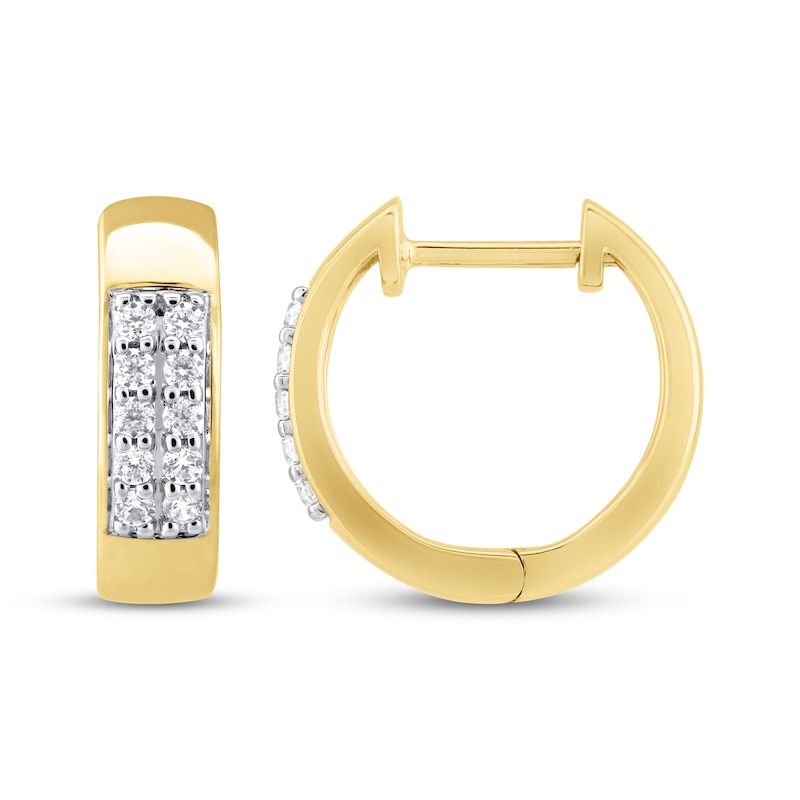Main Image 3 of STUDIO BY KAY Multi-Diamond Hoop Earrings 1/4 ct tw 24K Yellow Gold Vermeil Sterling Silver