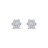 Thumbnail Image 2 of Multi-Diamond Curved Hexagon Stud Earrings 1/6 ct tw 10K White Gold