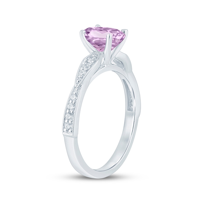Main Image 2 of Now + Forever Oval-Cut Amethyst & Diamond Engagement Ring 1/5 ct tw 14K White Gold