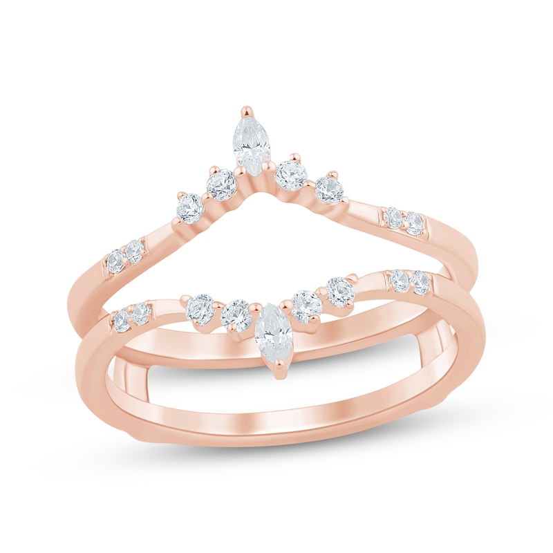 Main Image 1 of Now + Forever Marquise & Round-Cut Diamond Chevron Enhancer Ring 1/4 ct tw 14K Rose Gold