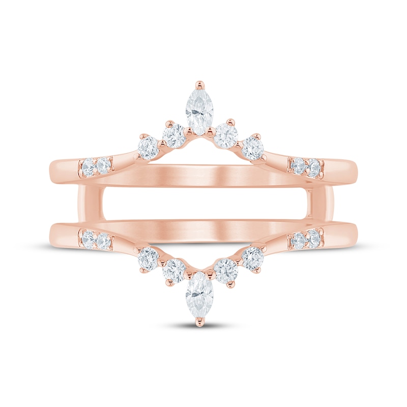 Main Image 3 of Now + Forever Marquise & Round-Cut Diamond Chevron Enhancer Ring 1/4 ct tw 14K Rose Gold