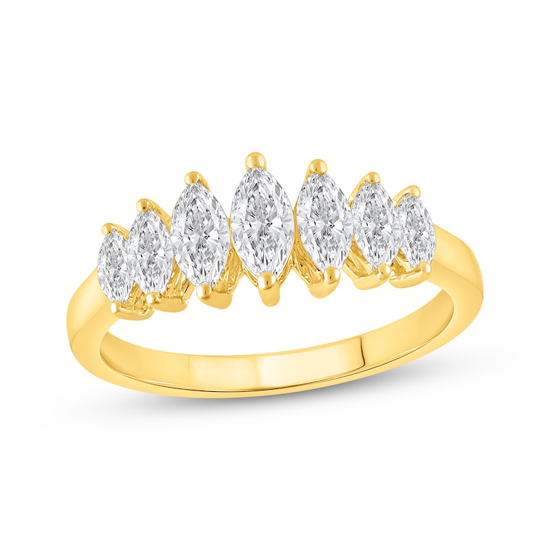 Main Image 1 of Lab-Grown Diamonds Marquise-Cut Seven-Stone Anniversary Ring 1 ct tw 14K Yellow Gold