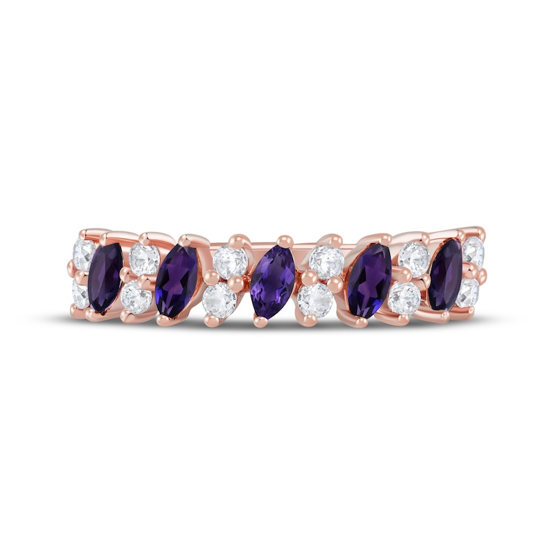 Main Image 3 of Now + Forever Marquise-Cut Amethyst & Round-Cut Diamond Anniversary Ring 1/5 ct tw 10K White Gold