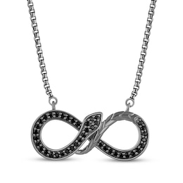 Ink & Ice Black Diamond Snake Infinity Necklace 1/5 ct tw Black Rhodium-Plated Sterling Silver 18"