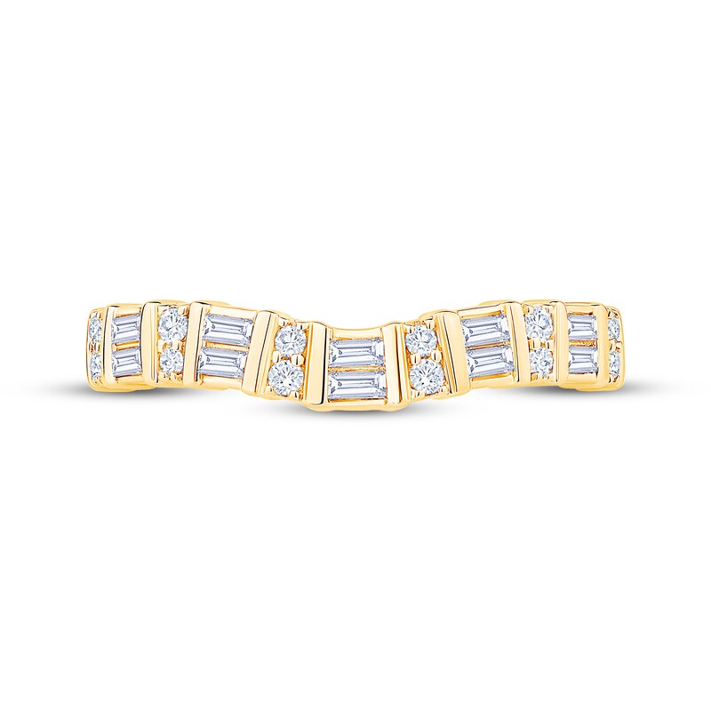 Main Image 3 of Now + Forever Baguette & Round-Cut Diamond Contour Anniversary Ring 1/3 ct tw 10K Yellow Gold