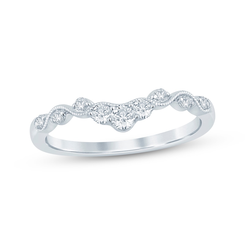 Main Image 1 of Now + Forever Diamond Milgrain Contour Anniversary Ring 1/4 ct tw 10K White Gold