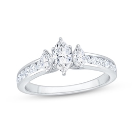 Memories Moments Magic Marquise-Cut Diamond Three-Stone Engagement Ring 1 ct tw 14K White Gold