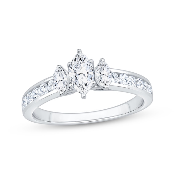 Memories Moments Magic Marquise-Cut Diamond Three-Stone Engagement Ring 1 ct tw 14K White Gold