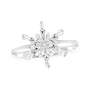 Thumbnail Image 1 of Baguette & Round-Cut Diamond Snowflake Fashion Ring 1/4 ct tw 10K White Gold