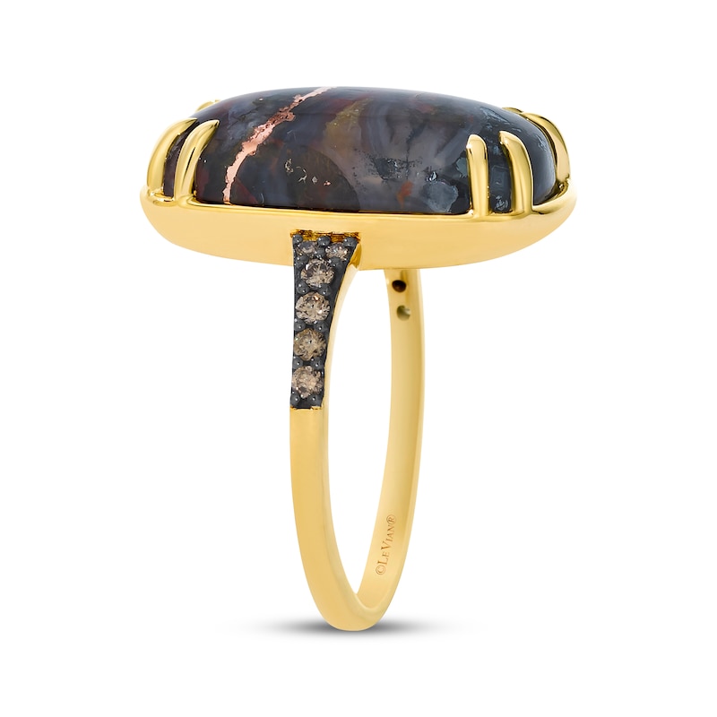 Main Image 2 of Le Vian Cushion-Cut Aquadite Ring 1/8 ct tw Diamonds 14K Honey Gold