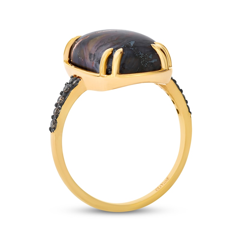 Main Image 3 of Le Vian Cushion-Cut Aquadite Ring 1/8 ct tw Diamonds 14K Honey Gold