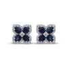 Thumbnail Image 2 of Oval-Cut Natural Blue Sapphire & Diamond Clover Stud Earrings 1/3 ct tw 10K White Gold