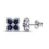 Thumbnail Image 3 of Oval-Cut Natural Blue Sapphire & Diamond Clover Stud Earrings 1/3 ct tw 10K White Gold