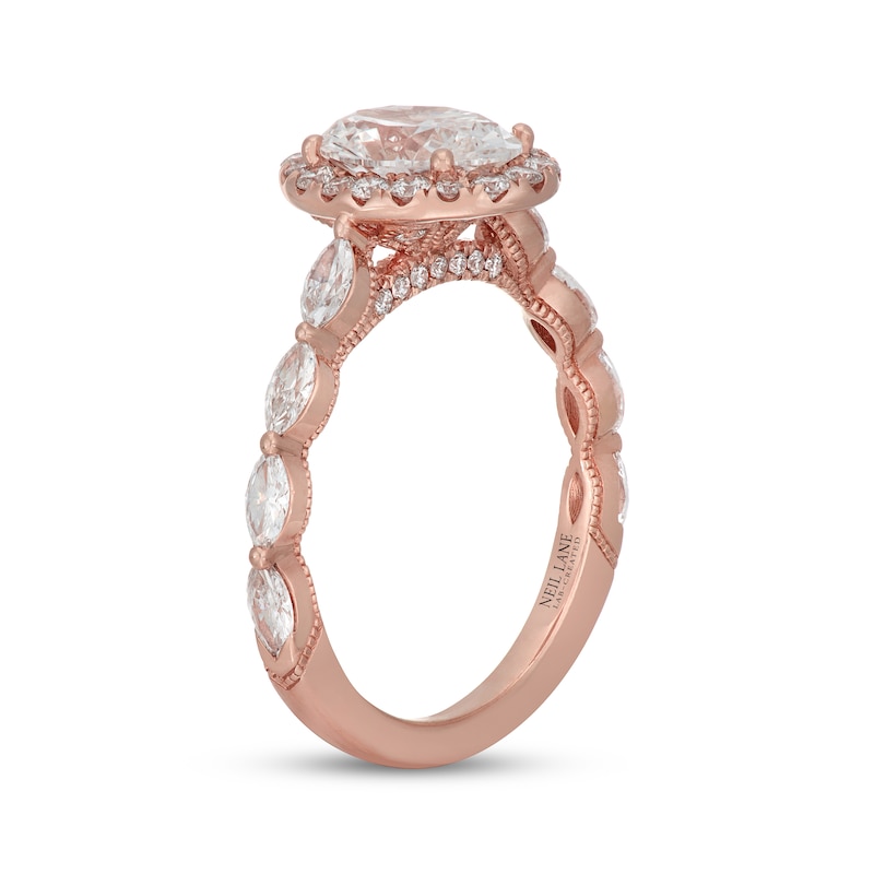 Main Image 2 of Neil Lane Artistry Oval-Cut Lab-Grown Diamond Halo Engagement Ring 2-1/2 ct tw 14K Rose Gold
