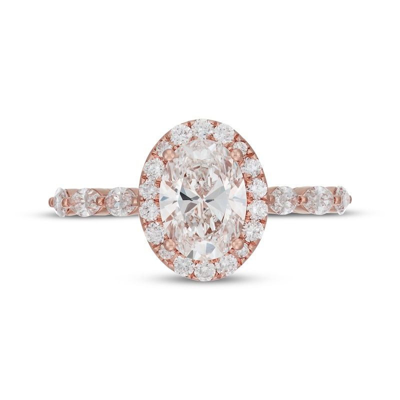 Main Image 3 of Neil Lane Artistry Oval-Cut Lab-Grown Diamond Halo Engagement Ring 2-1/2 ct tw 14K Rose Gold