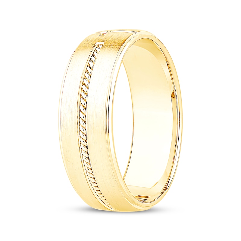 Main Image 2 of Now + Forever Men's Cross Wedding Band 10K Yellow Gold 7mm