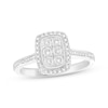 Thumbnail Image 1 of Multi-Diamond Elongated Cushion Halo Promise Ring 1/6 ct tw Sterling Silver