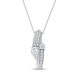 Pear-Shaped & Round-Cut Diamond Bypass Loop Necklace 1 ct tw 10K White Gold 18"