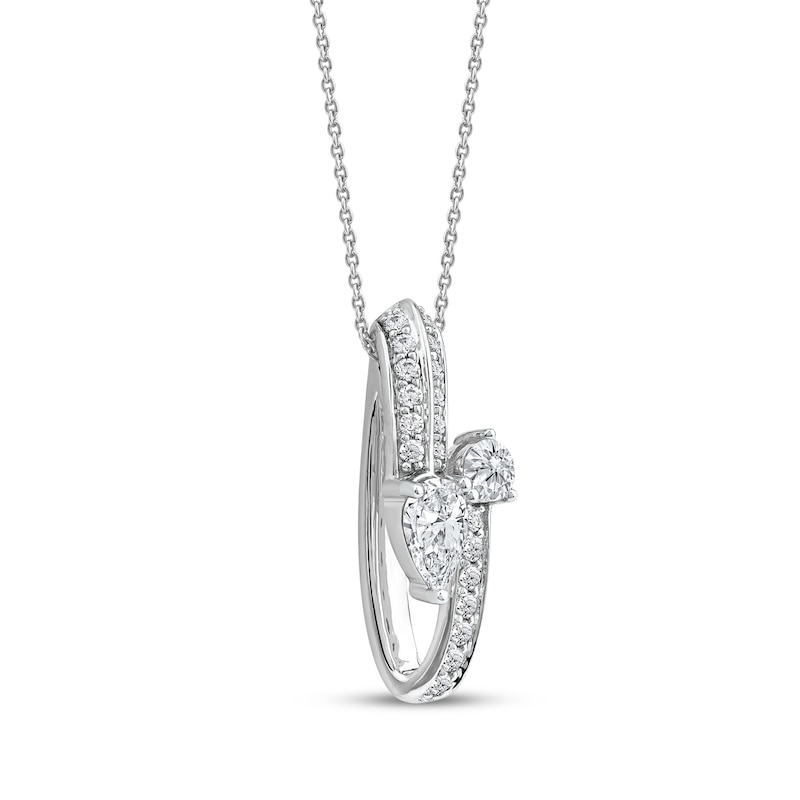 Main Image 2 of Pear-Shaped & Round-Cut Diamond Bypass Loop Necklace 1 ct tw 10K White Gold 18&quot;