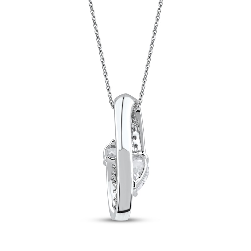 Main Image 3 of Pear-Shaped & Round-Cut Diamond Bypass Loop Necklace 1 ct tw 10K White Gold 18&quot;