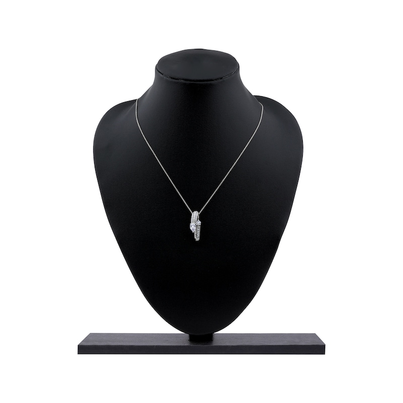 Main Image 5 of Pear-Shaped & Round-Cut Diamond Bypass Loop Necklace 1 ct tw 10K White Gold 18&quot;